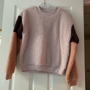 American Eagle Sherpa color block crew neck